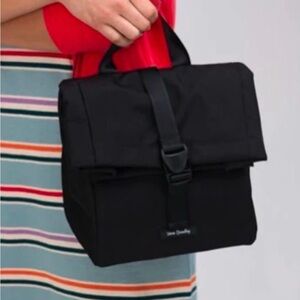 VERA BRADLEY Lunch Bag Adult 9x9 Black Insulated Fold Over Lighten Up Lunch Tote